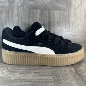 Puma Fenty Creeper Shoes Womens 10 Black Suede Platform Gum Sole NEW 399332-01